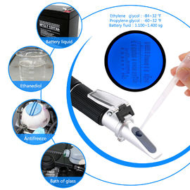 Refractometer ótico à mão, ATC do Refractometer do líquido de limpeza da bateria do anticongelante