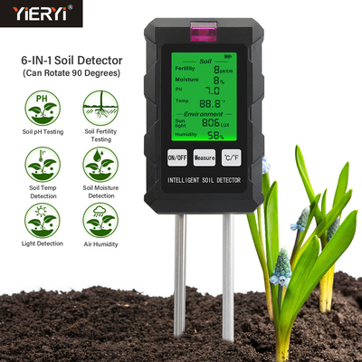 Medidor de teste de solo 6 em 1 de precisão: medir pH, umidade, temperatura, luz, fertilidade e umidade