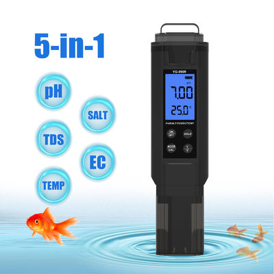 5 - em - 1 Tester de qualidade da água - pH/sal/TDS/EC/temperímetro para aquário, piscina e casa