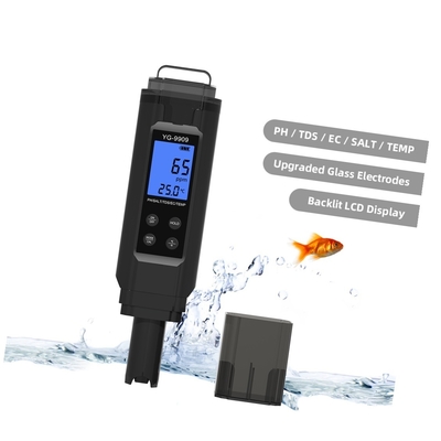 Medidor Digital 5 em 1: pH, Salinidade, Temperatura, TDS, Condutividade Elétrica com Luz de Fundo para Monitoramento da Qualidade da Água