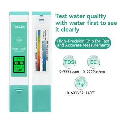 High Precision Durable Titanium Alloy Probe Water TDS Meter with 0-9999 ppm TDS Range and Multiparameter pH Measurement