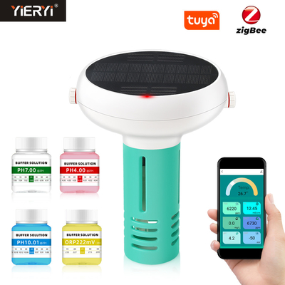 Tuya Zigbee Carregamento Solar Piscina Monitor de Qualidade da Água Chlorometro PH/ORP/EC/TDS/Salinidade
