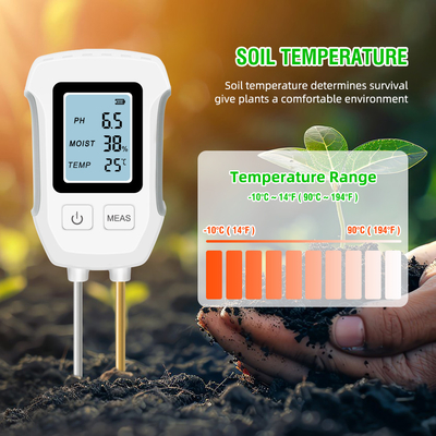 Medidor de pH do solo digital 3 em 1 Teste de temperatura e umidade de acidez do solo do jardim
