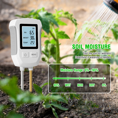 Medidor de pH do solo digital 3 em 1 Teste de temperatura e umidade de acidez do solo do jardim