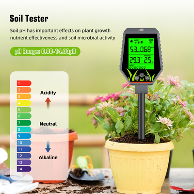 YIERYI 6 em 1 PH / EC / Umidade / Luz solar / Humidade do ar Analisador Digital de Solo Meter