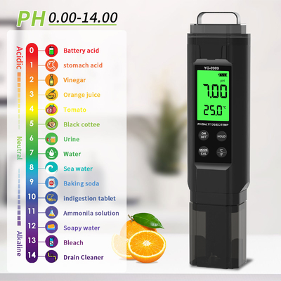 YIERYI YG-9909 Teste digital de qualidade da água 5 em 1 Teste de pH de alta precisão para jardim agrícola