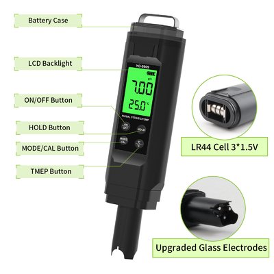 YIERYI YG-9909 Teste digital de qualidade da água 5 em 1 Teste de pH de alta precisão para jardim agrícola