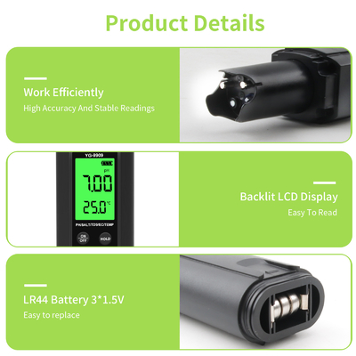 YIERYI YG-9909 Teste digital de qualidade da água 5 em 1 Teste de pH de alta precisão para jardim agrícola