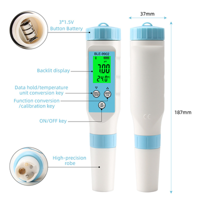 Medidor de pH 3 em 1 com Bluetooth ️ Medição precisa de EC e temperatura para a qualidade da água em piscinas, aquários e hidroponia