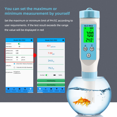 YierYi BLE-9902 Medidor de pH digital 3 em 1 com Bluetooth da Yieryi   Perfeito para testar EC, temperatura e pH em piscinas, tanques de peixes e sistemas hidropônicos