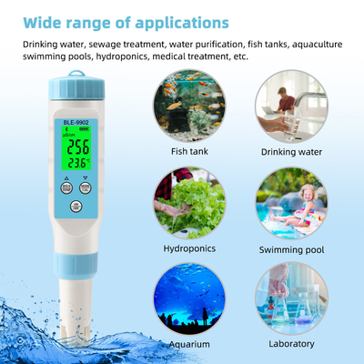 Medidor de pH Yieryi BLE-9902 com Bluetooth ¢ 3-em-1 EC & Medição de temperatura para teste preciso de água em piscinas, tanques e jardins