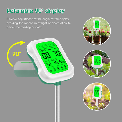Yieryi 7-in-1 Soil Tester YY-1066L ¢ Testes profissionais de solo para pH, umidade, intensidade de luz e temperatura, fertilidade, umidade do ar, temperatura ambiente