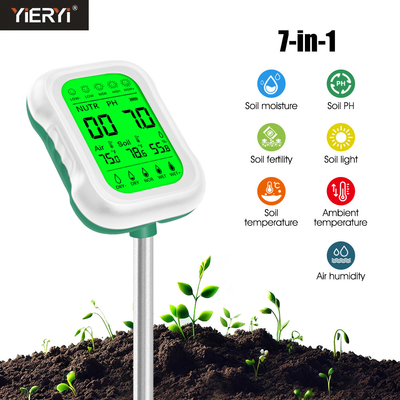 Yieryi 7-in-1 Soil Tester ¢ Ferramenta essencial para o pH do solo, umidade, intensidade de luz e temperatura, fertilidade, umidade do ar, temperatura ambiente