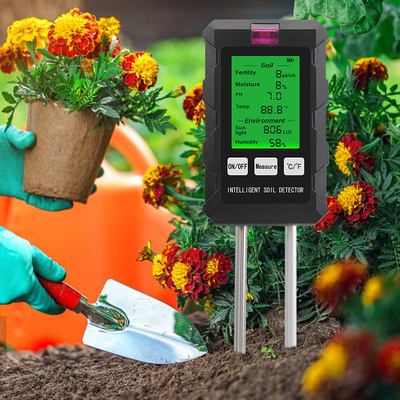 Detector de solo 6 em 1 -- pH, humidade, temperatura, luz, umidade, teste de fertilidade -- ideal para uso interior, exterior e jardim.
