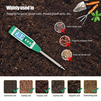 Yieryi YY-1066A Tester de Solo 3 em 1 EC de Solo, Humidade e Medidor de Temperatura Ideal para Agricultura, Jardim e Estufas