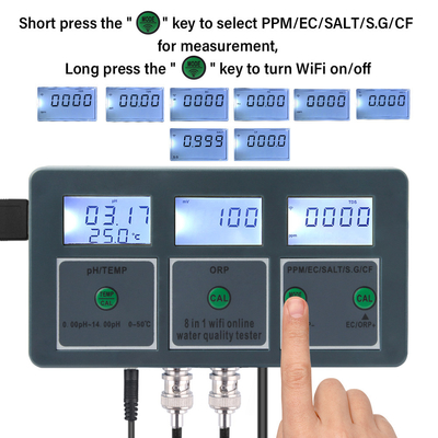 Kit de teste de água profissional 8-em-1 Análise abrangente Smart APP Control Sensores de alta precisão