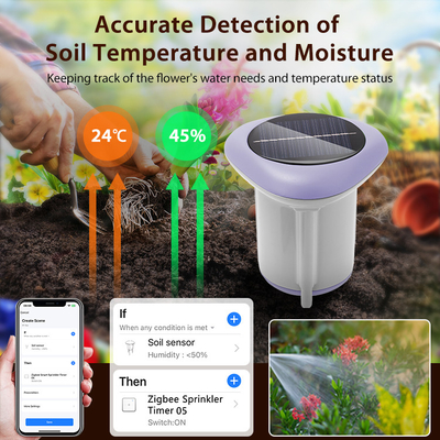 Detector de saúde do solo inteligente   Sensor a energia solar para análise de umidade, temperatura e fertilidade