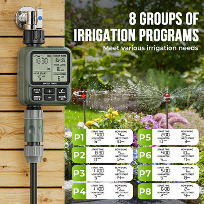 Horário de irrigação inteligente de jardim de 8 zonas programável com LCD