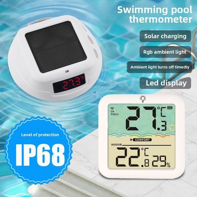 Termômetro de piscina flutuante solar inteligente com luzes RGB e receptor sem fio