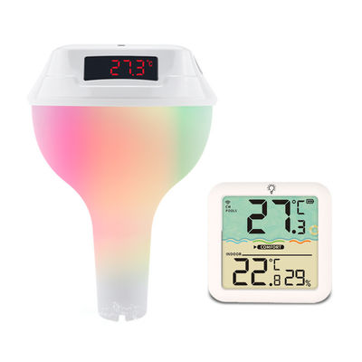 Termômetro de piscina flutuante solar inteligente com luzes RGB e receptor sem fio