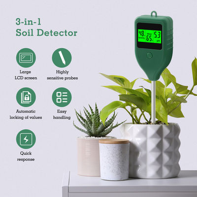 Detetor de solo três em um, medidor de acidez de pH, medidor de umidade do solo, medidor de fertilidade de nutrientes de flores e plantas em pote