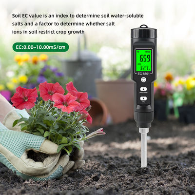 CE-8801 Contador de solos Display digital portátil para plantação horticultural EC detector de solos salinos para plantação de solos em vasos domésticos
