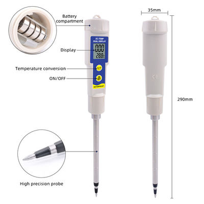 Medidor de EC e Temperatura do Solo - Medidor à prova d'água 2 em 1 com faixa de 0,00 - 4,00 mS/cm, para Jardim/Hidroponia/Plantas de Interior