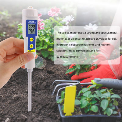 Medidor de EC e Temperatura do Solo - Medidor à prova d'água 2 em 1 com faixa de 0,00 - 4,00 mS/cm, para Jardim/Hidroponia/Plantas de Interior