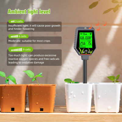 Kit de teste de solo 6 em 1 Humidade/pH/Fertilidade/Luz solar/EC/Temp Meter para jardim, fazenda e plantas de interior