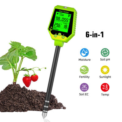 Kit de teste de solo 6 em 1 Humidade/pH/Fertilidade/Luz solar/EC/Temp Meter para jardim, fazenda e plantas de interior
