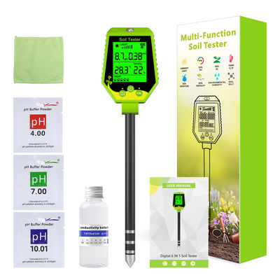 Kit de teste de solo 6 em 1 Humidade/pH/Fertilidade/Luz solar/EC/Temp Meter para jardim, fazenda e plantas de interior