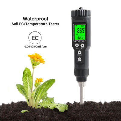 Teste de solo impermeável 2 em 1 EC (0,00 - 10,00 mS/cm) e temperatura (-30°C - 80°C) Métro para jardinagem e agricultura