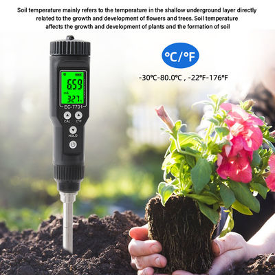 Teste de solo impermeável 2 em 1 EC (0,00 - 10,00 mS/cm) e temperatura (-30°C - 80°C) Métro para jardinagem e agricultura