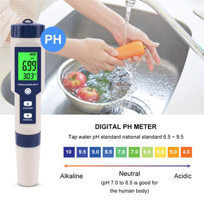 5 - Em - 1 Testador de Qualidade da Água PH/TDS/CE/Salinidade/Temperatura para Aquário Doméstico Laboratório