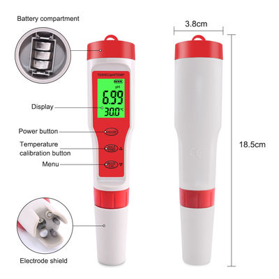 4 - em - 1 Tester de qualidade da água - pH/CE/TDS/Temp Meter para aquicultura, água potável e laboratório