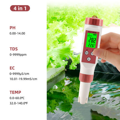 Smart 4 em 1 Tester de Qualidade da Água com Bluetooth - pH/TDS/EC/Temp Meter para Casa, Hidroponia e Laboratório