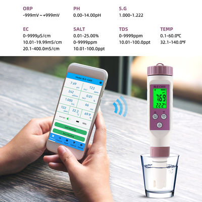 Smart 7 em 1 Bluetooth Tester de Qualidade da Água - pH/EC/TDS/ORP/Salt/S.G/Temp Meter para Domicílio, Laboratório e Aquicultura