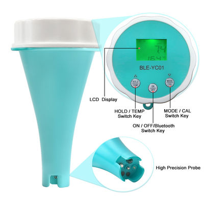 Teste de água de piscina inteligente Bluetooth - pH/EC/TDS/ORP/CL/Temp Meter de 6 em 1 para piscinas e locais aquáticos