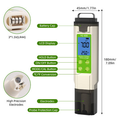 7 - em - 1 Tester de Qualidade da Água - pH/TDS/EC/ORP/S.G/Salt/Temp Meter para Domicílio, Piscina e Laboratório