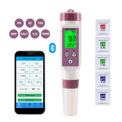 Medidor Digital de Qualidade da Água 6 em 1 pH/CE/TDS/ORP/Sal/Temperatura Testador de Água Potável