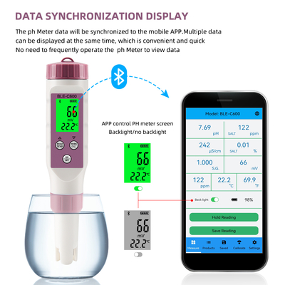 Medidor Digital de Qualidade da Água 6 em 1 pH/CE/TDS/ORP/Sal/Temperatura Testador de Água Potável