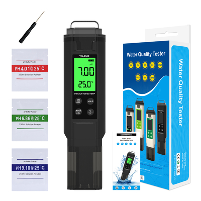 Medidor Digital 5 em 1: pH, Salinidade, Temperatura, TDS, Condutividade Elétrica com Luz de Fundo para Monitoramento da Qualidade da Água