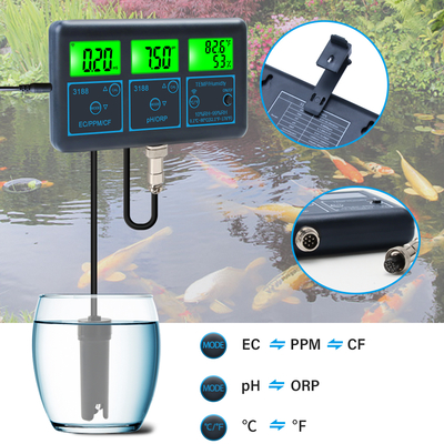 WiFi Tuya App Medidor de PH digital multifunção 7-em-1 PH EC ORP TDS RH% CF Teste de temperatura on-line Analisador de qualidade da água