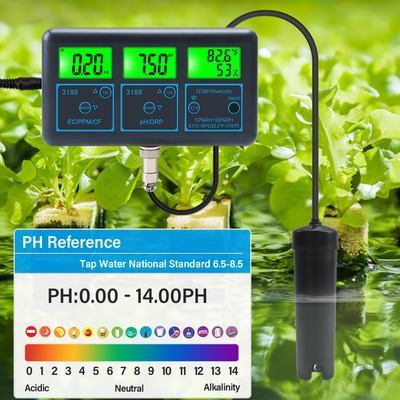 WiFi Tuya App Medidor de PH digital multifunção 7-em-1 PH EC ORP TDS RH% CF Teste de temperatura on-line Analisador de qualidade da água