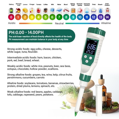 Detector de PH digital sem fio Bluetooth Medidor de PH para alimentos, carne, queijo Cosméticos Versátil e preciso
