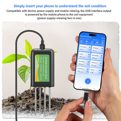 Sensor de solo 8 em 1 para Android NPK PH Umidade EC Medidor de Salinidade