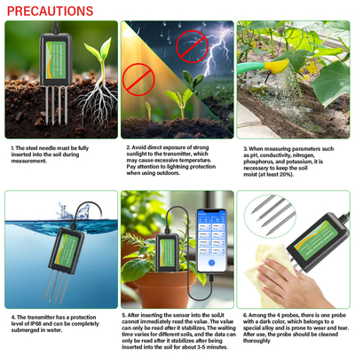 Sensor USB multiparâmetro de solo 8 em 1 Smart NPK EC PH Temperatura Umidade para agricultura de precisão