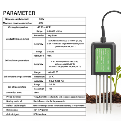 7-em-1 Sensor de Solo USB Tester de Solo Agricultura Solo CE PH NPK Contador de Nutrientes Para Android