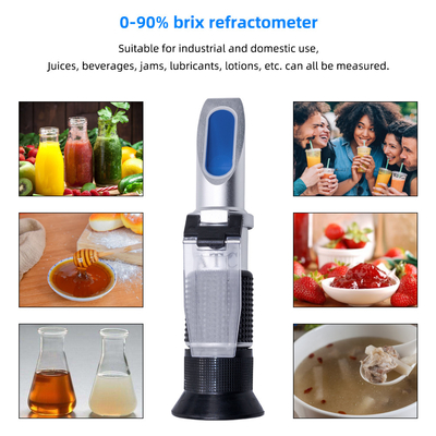 Refractômetro óptico Brix portátil 0-90 Para medição de açúcar em bebidas de mel, sucos de frutas e bebidas