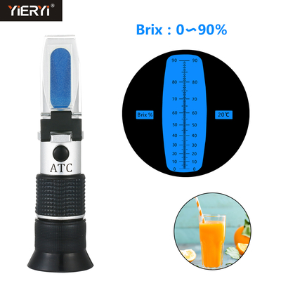 Refractômetro óptico Brix portátil 0-90 Para medição de açúcar em bebidas de mel, sucos de frutas e bebidas